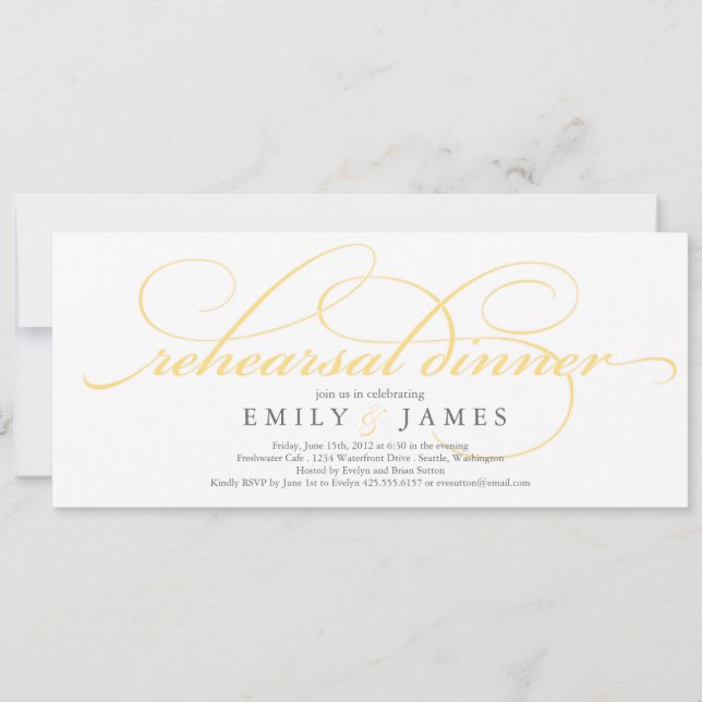 Elegant Script Rehearsal Dinner Invitation (Front)