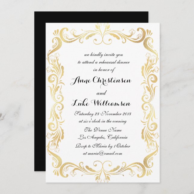 elegant script rehearsal dinner invitation (Front/Back)