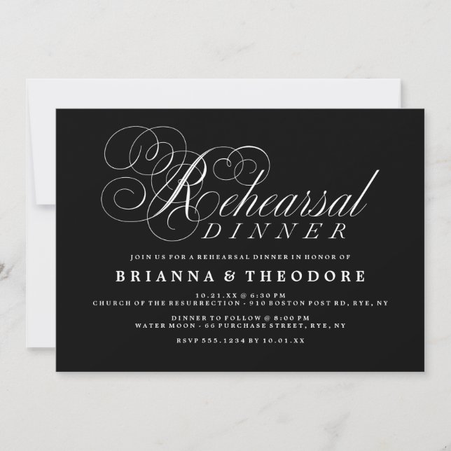 Elegant Script Rehearsal Dinner Invitation (Front)