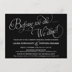 Elegant Script Rehearsal Dinner Invitation Black