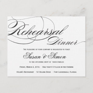 Elegant Script Rehearsal Dinner Invitation - Black