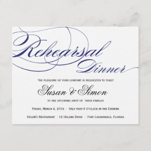 Elegant Script Rehearsal Dinner Invitation Navy