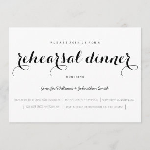 Elegant script rehearsal dinner invitations