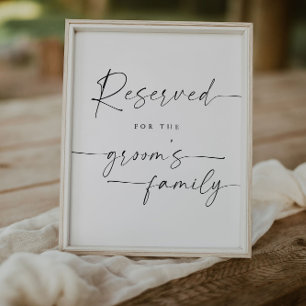 Elegant Script Reserved For Family Wedding Sign