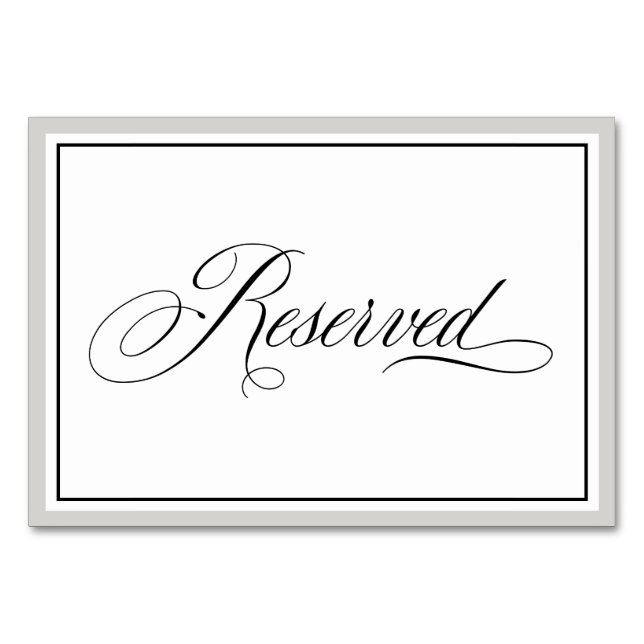 Elegant Script Reserved Table Card (Front)
