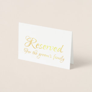Elegant Script Reserved Wedding Table place Foil Card