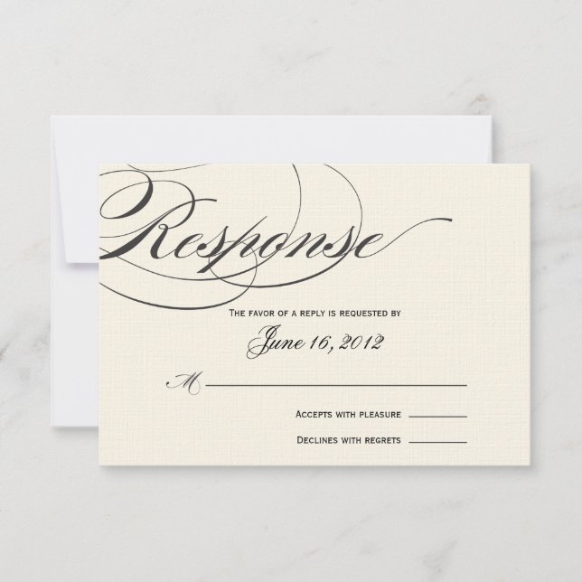 Elegant Script Response Card - Black/Off White (Front)