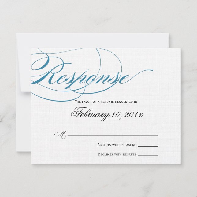 Elegant Script Response Card - Blue (Front)
