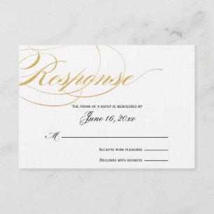 Elegant Script Response Card - Gold & Black