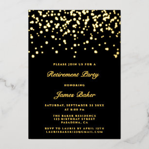 Elegant Script Retirement Party Black & Gold