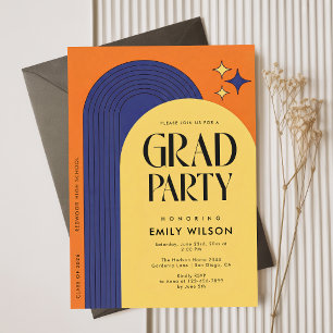 Elegant Script Retro Colourful Graduation Party Thank You Card