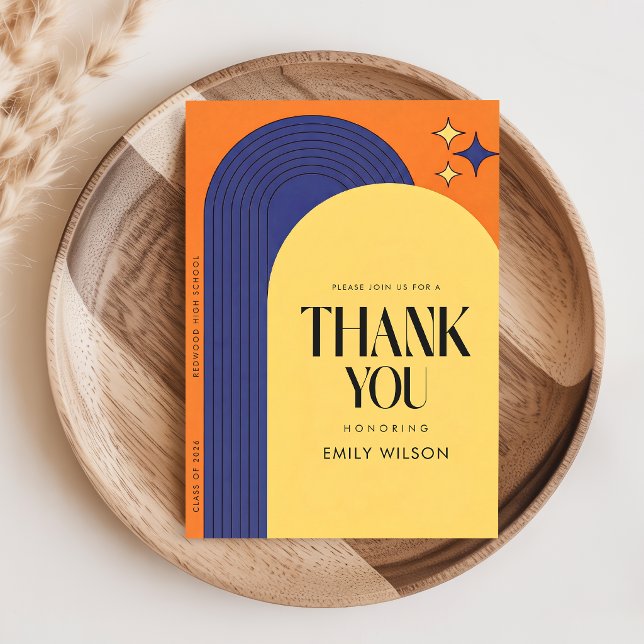 Elegant Script Retro Graduation Party Thank You Postcard (Creator Uploaded)