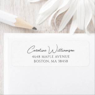 Elegant Script Return Address Black White Simple Label