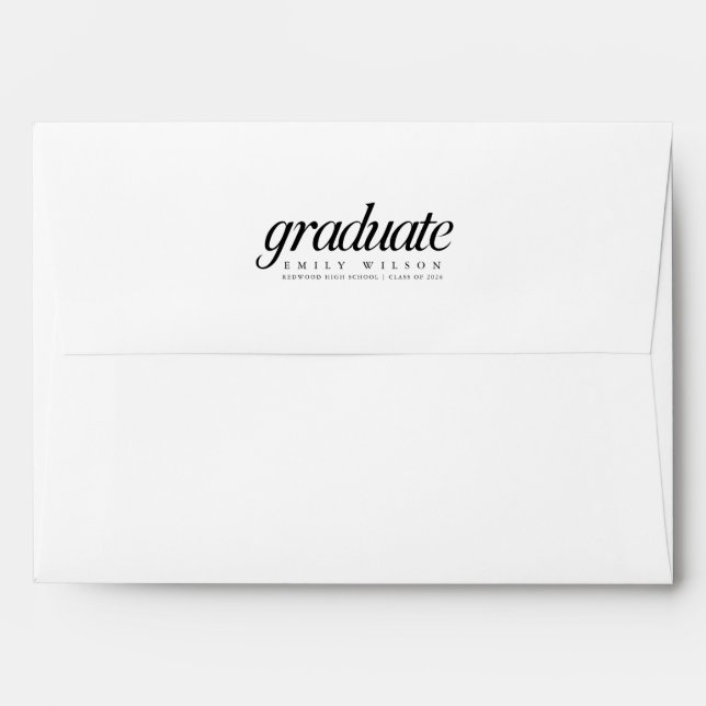 Elegant Script Return Address Graduation Envelope (Back (Top Flap))