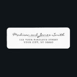 Elegant Script  Return Address Label<br><div class="desc">Create your own Wedding Invitations Return Address labels with this Stylish Elegant Chic Minimalist Return Address template. The Return Address simple label in black and white typo features couple names in classic elegant sophisticated script and serif font, and your own return address. This clean and minimalist return address label design...</div>