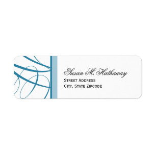 Elegant Script Return Address Label - Blue