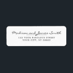 Elegant Script  Return Address Return Address Label<br><div class="desc">Create your own Wedding Invitations Return Address labels with this Stylish Elegant Chic Minimalist Return Address template. The Return Address simple label in black and white typo features couple names in classic elegant sophisticated script and serif font, and your own return address. This clean and minimalist return address label design...</div>