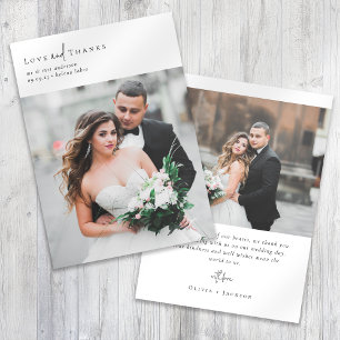 Elegant Script Romantic Photo Wedding Thank You Card