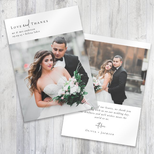 Elegant Script Romantic Photo Wedding Thank You Card (Creator Uploaded)