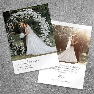 Elegant Script Romantic Photo Wedding Thank You Card