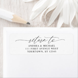 Elegant Script Romantic Wedding Return Address Label