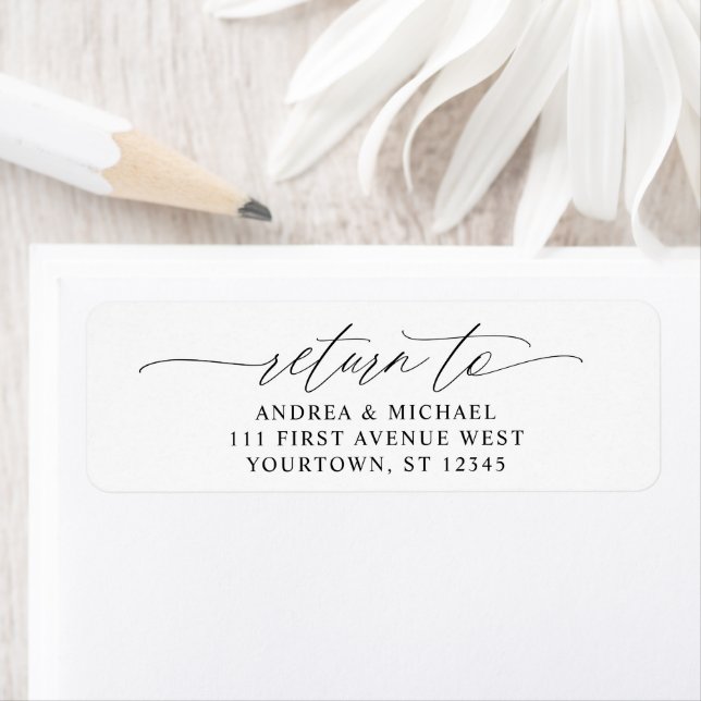 Elegant Script Romantic Wedding Return Address Return Address Label (Insitu)