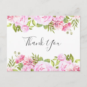 Elegant Script Rose Banner Business Thank You Postcard