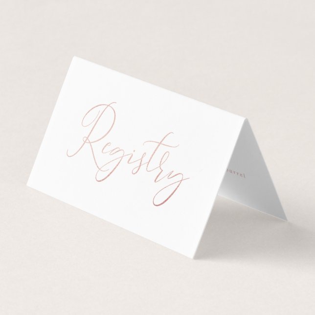 Elegant Script Rose Gold Foil Gift Registry Card (Front)