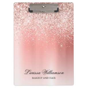Elegant Script Rose Gold Glitter Beauty Salon Clipboard