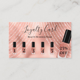 Elegant Script Rose Gold Nail Customer Loyalty Business Card