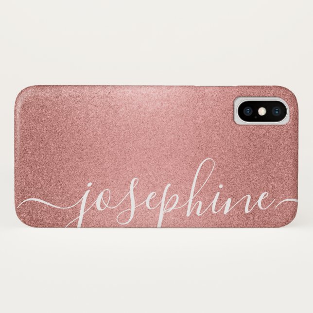 Elegant Script Rose Gold Sparkle Personalised Phon Case-Mate iPhone Case (Back (Horizontal))