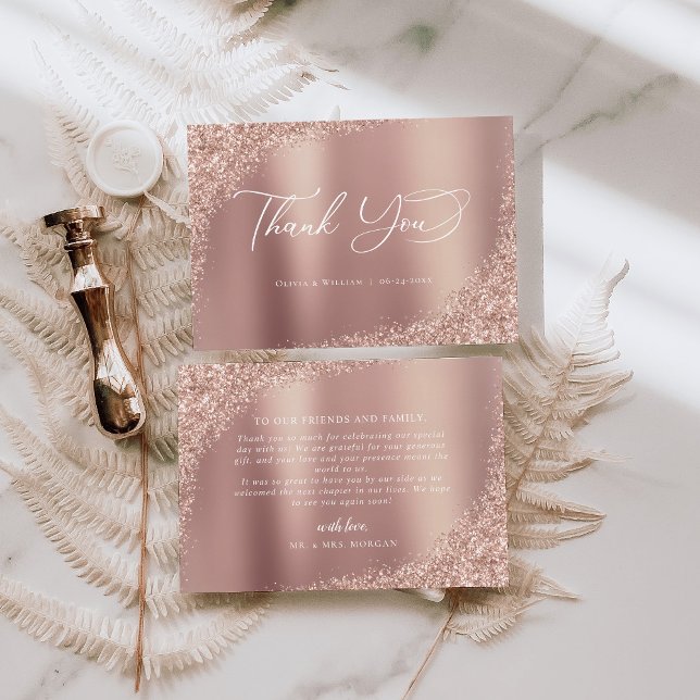 Elegant Script Rose Gold Wedding Thank You (Creator Uploaded)
