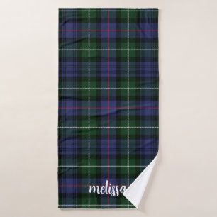 Elegant Script Rustic Tartan Custom Bath Towel