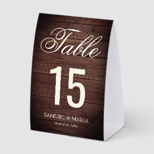 Elegant Script Rustic Wood Wedding Table Number