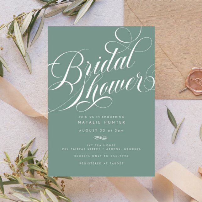 Elegant Script Sage Green Bridal Shower Invitation (Creator Uploaded)