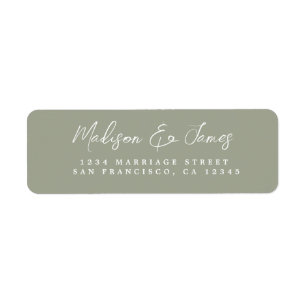 Elegant Script Sage Green Wedding Return Address Return Address Label