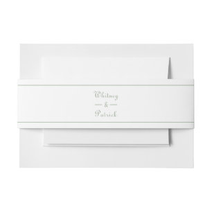 Elegant Script Sage Green White Wedding Invitation Belly Band