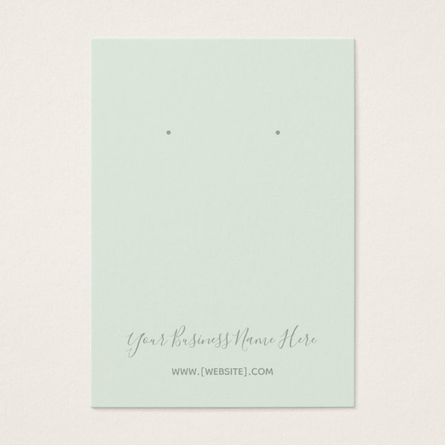 Elegant Script Sage Mint Green Earring Card (Front)