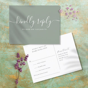 Elegant Script Sage Song Request RSVP Postcard