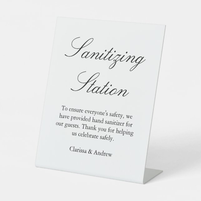 Elegant Script Sanitising Station Pedestal Sign (Front)