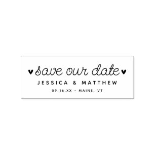 Elegant Script Save Our Date Rubber Stamp