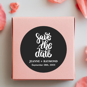 Elegant Script Save The Date Boho Black Wedding Classic Round Sticker