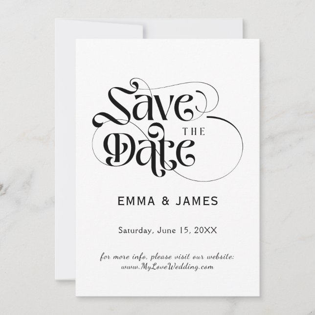 Elegant Script Save the Date Card (Front)