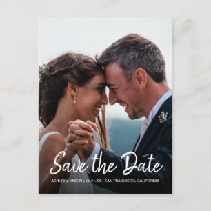 Elegant Script Save the Date Engagement Photo Announcement Postcard