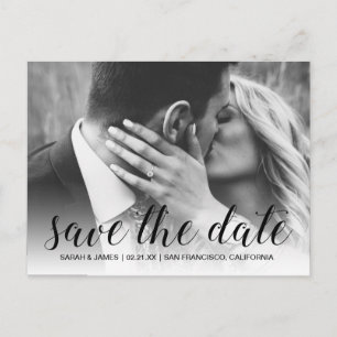 Elegant Script Save the Date Engagement Photo Announcement Postcard