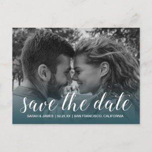 Elegant Script Save the Date Engagement Photo Announcement Postcard