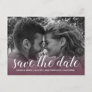 Elegant Script Save the Date Engagement Photo Announcement Postcard