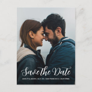 Elegant Script Save the Date Engagement Photo Announcement Postcard