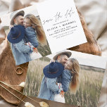 Elegant Script Save the Date Photo Minimalist<br><div class="desc">Wedding Save the Date Cards that have a photo on the front and back. The Save the Date cards contain a modern hand lettered cursive script typography that are elegant,  simple and modern to use after you wedding day celebration.</div>