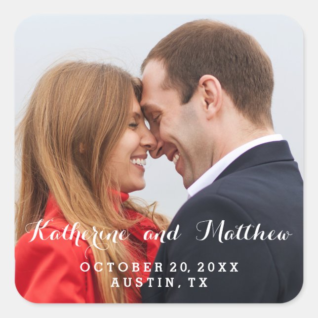 Elegant Script | Save the Date Photo Sticker (Front)